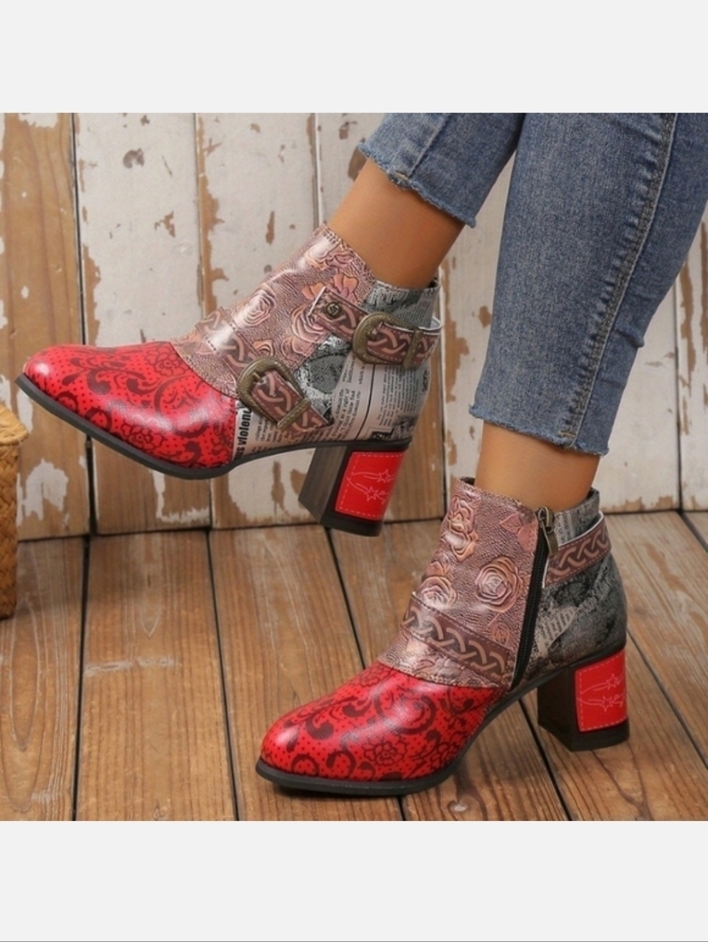 Stylish Faux Leather Ankle Boots Size 6.5 NWOT